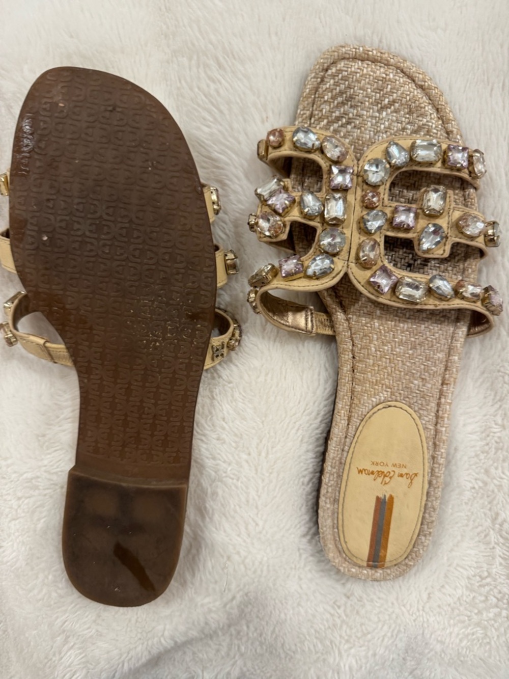 Sam Edelman Gold Jeweled Slide Sandals - Picture 2 of 2
